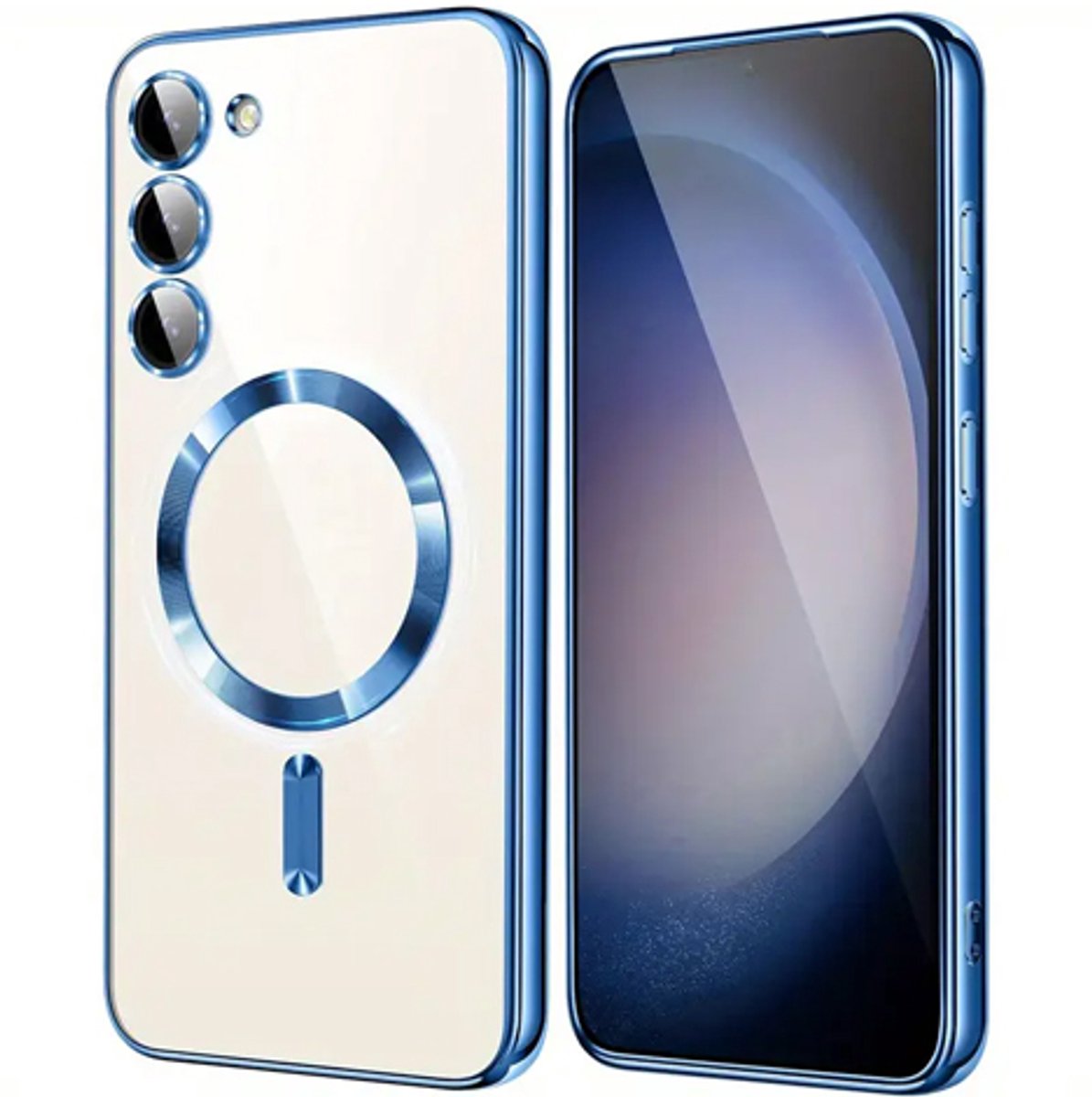 Geschikt voor Samsung A55 – Blauw - Hoesje met Camera Lens Bescherming – Back Cover - TPU