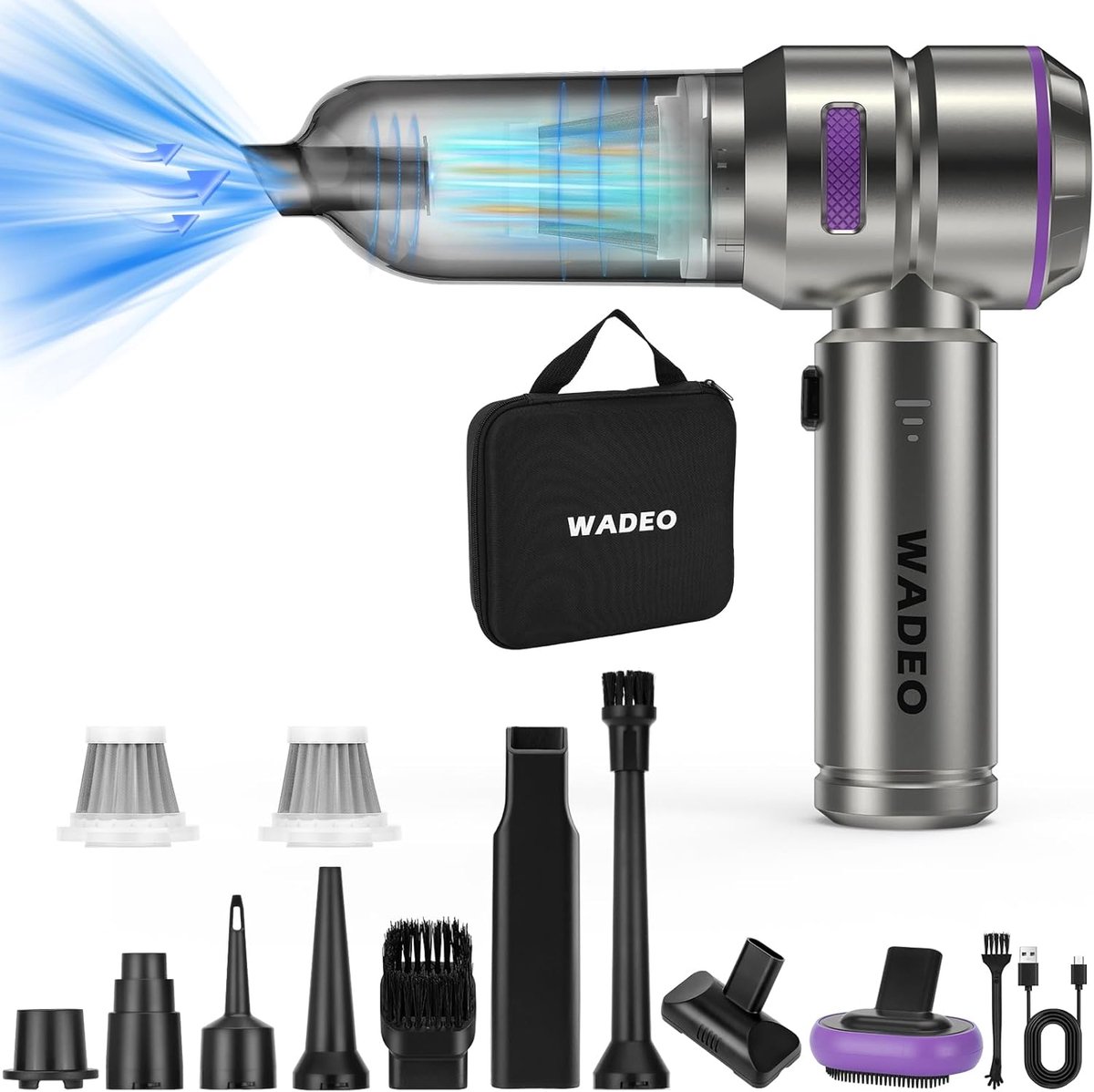 Draadloze Handstofzuiger 3-in-1 - 20 kPa Suction Power, 35 Minuten Looptijd, 3 Snelheden, 210.000 Omw/min, 7500 mAh Accu - Ideaal voor Auto, Huis en Kantoor