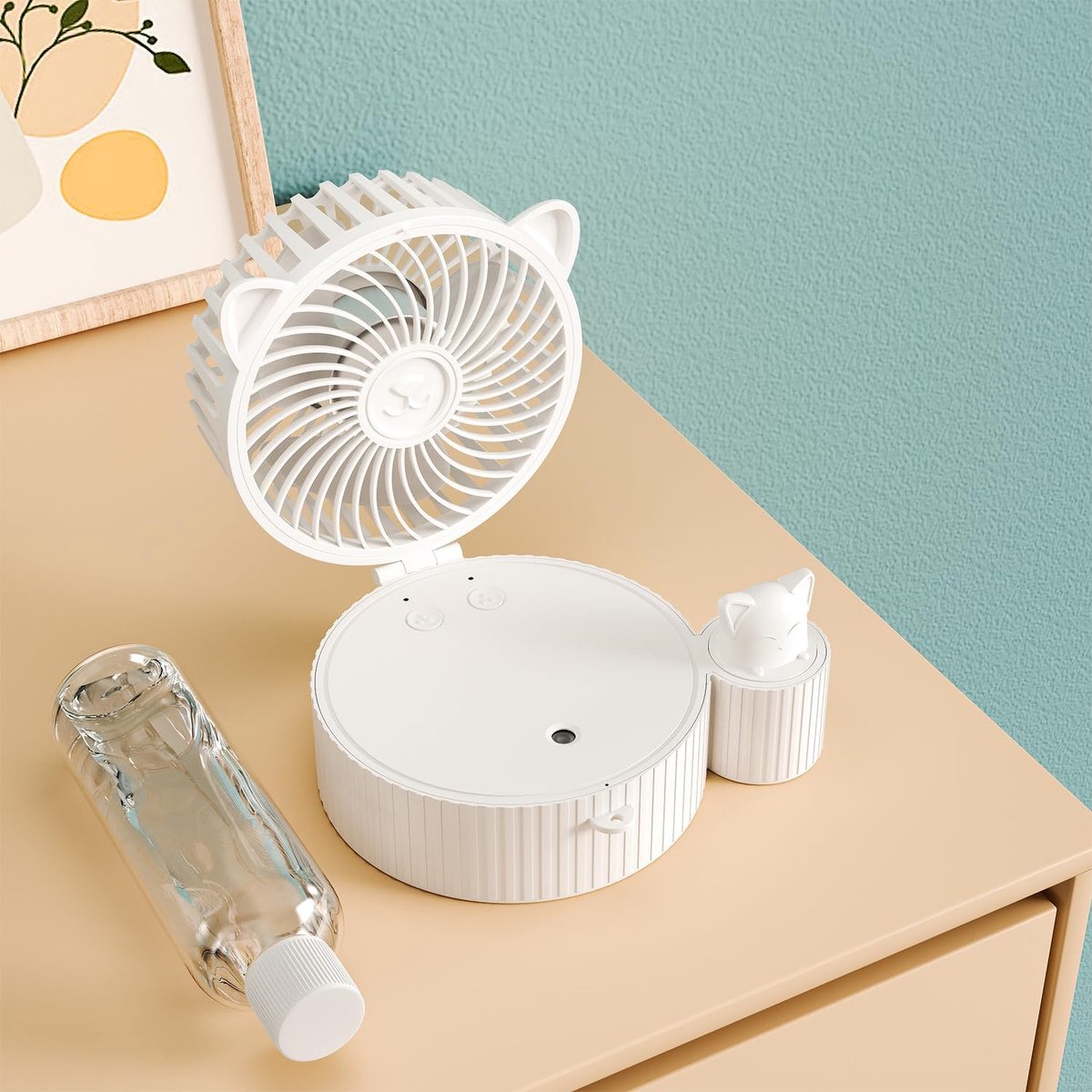 Draagbare 2-in-1 handventilator met bevochtigingsfunctie en lange batterijduur