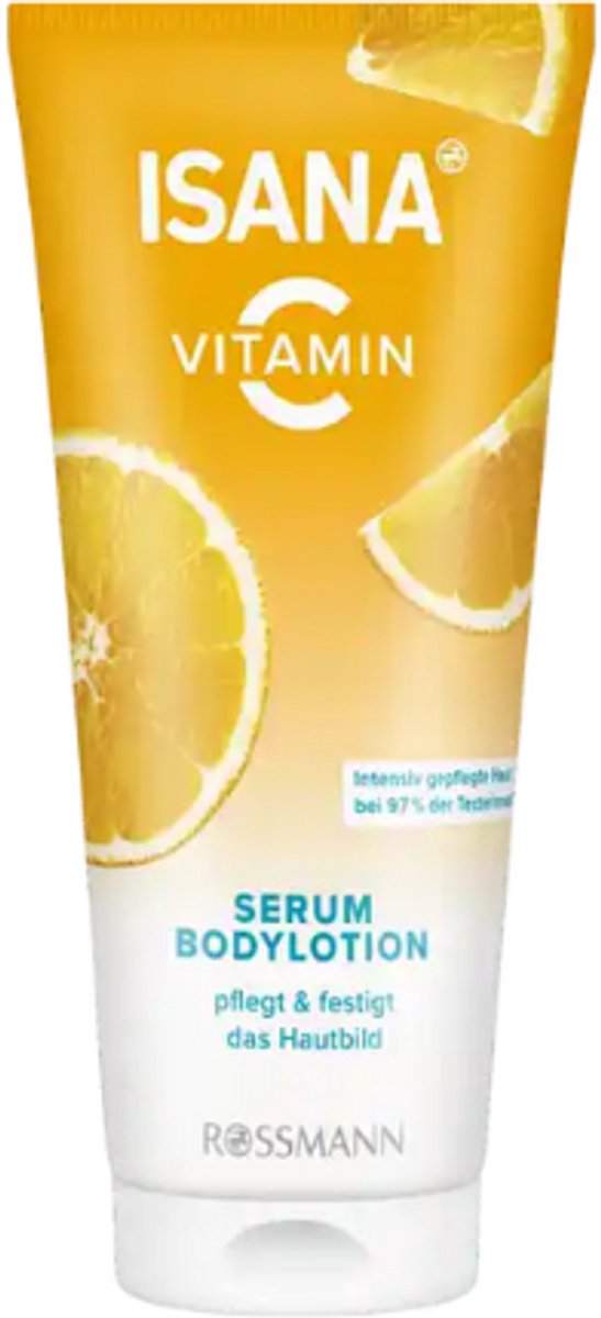 Isana Vitamine C Serum Bodylotion - 1x 200ml | Bodylotion met Vitamine C-serum, Sinaasappelolie en Abrikozenpitolie | Voor een Intensieve Verzorging