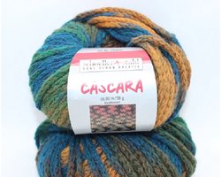 Breiwol Cascara from Schoeller+Stahl - kleur 0006 - verloopgaren van bruin-groen-naar blauw - 50 gram