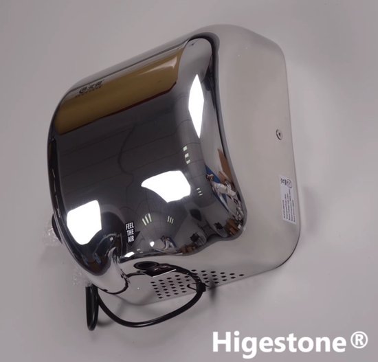 Foto: Higestone handdroger rvs 1300 watt hoogglans droogt zeer snel droogtijd 5 sec sensor