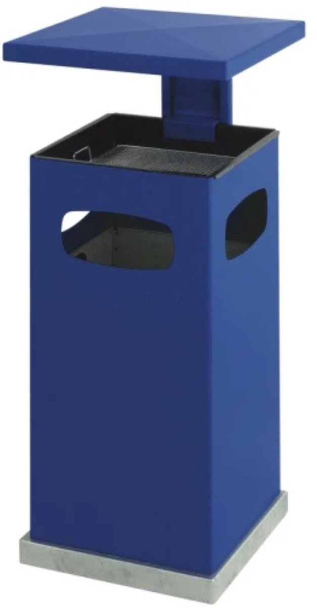 Afvalbak buiten 70 liter/ Sigarettenbak/ As-afvalbak/As-papierbak/Buitenasbak/ Sigaretten en afvalbak/ blauw poedergecoated