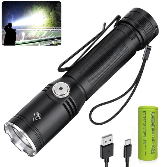 Lampe Torche LED ASORT T3C – 6000 Lumens, Rechargeable, étanche IP65, Ultra-puissante