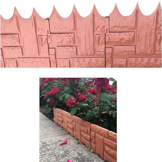 Aufun Kunststof gazonrand 10m Stone Optics Tuinrand van polypropyleen, maaibedrand Palissade Tuin decoratief, 1 Element BxHxD: 25x23x1 cm, Antraciet