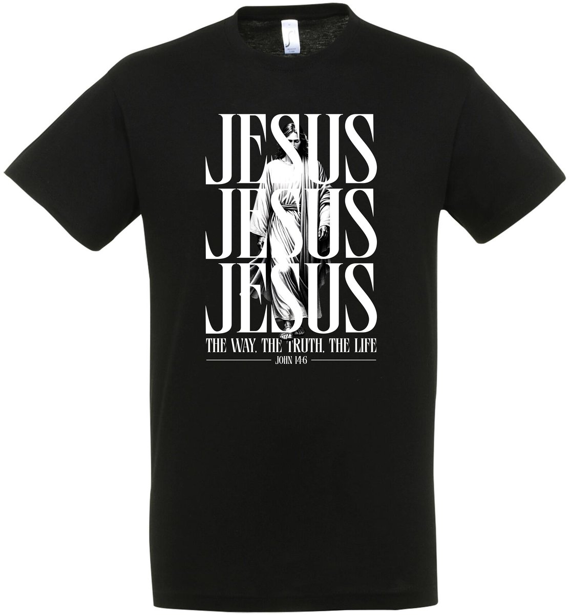 JESUS T-shirt - John 14:6 - The way The Truth The life - Unisex T-shirt - Zwart T-shirt - God - Jezus - Christendom - Bijbel - Spiritualiteit - Maat XXL