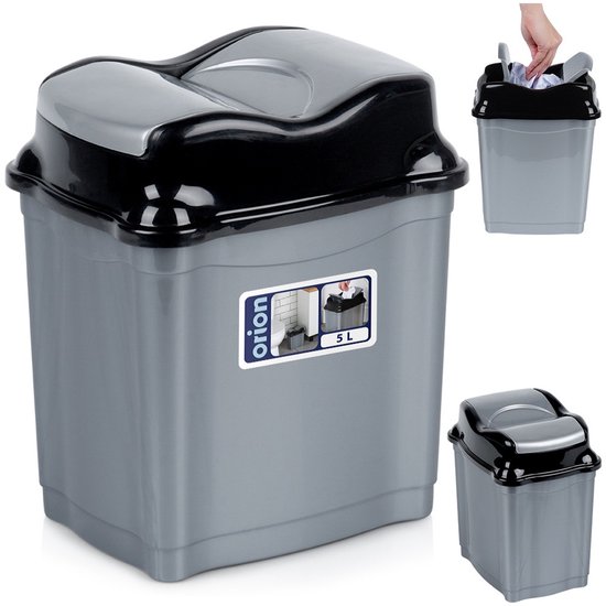 Prullenbak Plastic Grijs 5 l - Afvalmand - Afvalemmer