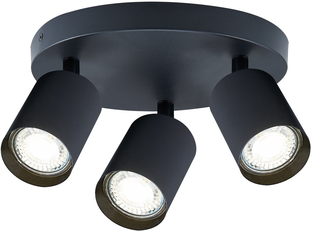 Integral Plafondspot Siena Mat Zwart Rond voor 3x GU10 lamp (niet meegeleverd) | 3x GU10