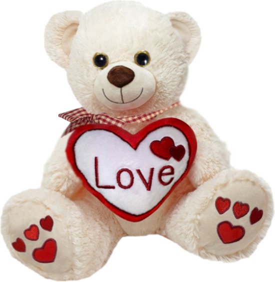 BRUBAKER XXL Teddybeer 100 cm met een Hartje - Love - Zacht Speelgoed Knuffel - Lichtblauw