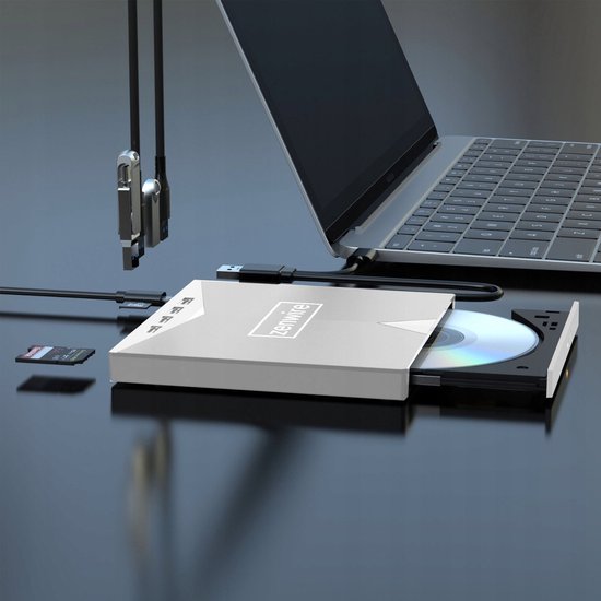 Zenwire H61 - Draagbaar extern station - CD-lezer - DVD-speler Schijfbrander - HUB 7in1 USB-C 3.0 - 4xUSB 2.0 - SD/Micro SD-kaartlezer - Plug & Play - stille werking - Brede compatibiliteit van Zenwire — afbeelding 2