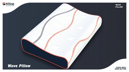 M line Wave Pillow – ergonomisch hoofdkussen – neksteun met golfvorm – optimale uitlijning – voor rug- en zijslapers – 10 cm hoog