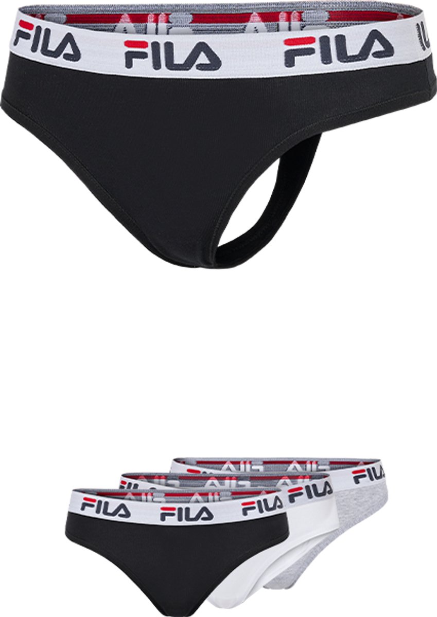 FILA - Urban String | 3-Pack | Damesstring | Maat XS - Zwart/Wit/Grijs
