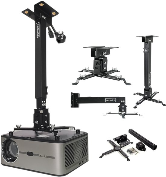 Zenwire Projectorhouder - Plafondgemonteerd - Projectorbeugel - Wandgemonteerd tot 25 kg - 43-65 cm universeel - Flexibele installatieopties kopen - beste keuze voor projector beugel plafond