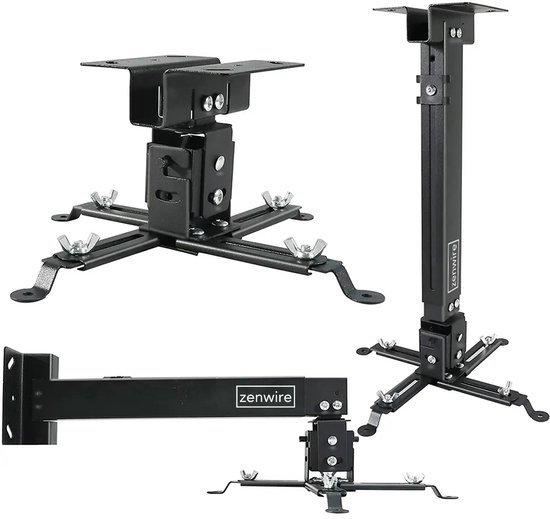 Salange Plafond Projectorhouder - In Hoogte Verstelbaar Tot 56 Cm, Draagkracht 10 Kg, Zwart