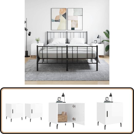 Slaapkamer Meubels In Loft Stijl HOMCOM Set Van 2 Stapelbare Nachtkastjes – Industriële Stijl, 46x35x52,5 Cm – Rustiek Bruin & Zwart Industriële Nachtkastjes Set Van 2