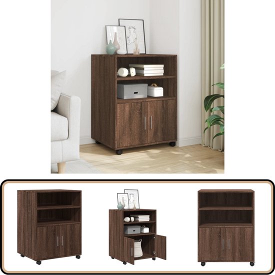 VidaXL Rolkast 55x40x91 cm bewerkt hout bruin eikenkleurig