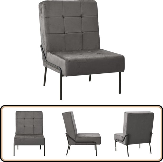 vidaXL Fauteuil relax en velours gris foncé 65x79x87 cm Fauteuil relax - Fauteuil de salon - Fauteuils - Meubles en velours - Couleurs foncées