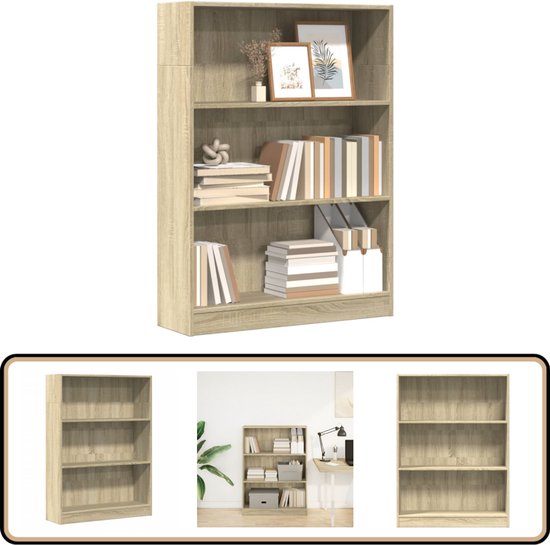 Boekenkast 80x24x109 cm bewerkt hout sonoma eikenkleurig