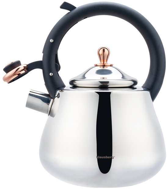 Klausberg 7776 - Bouilloire sifflante avec sifflet - 2,5 litres - Acier inoxydable - Couleur argent