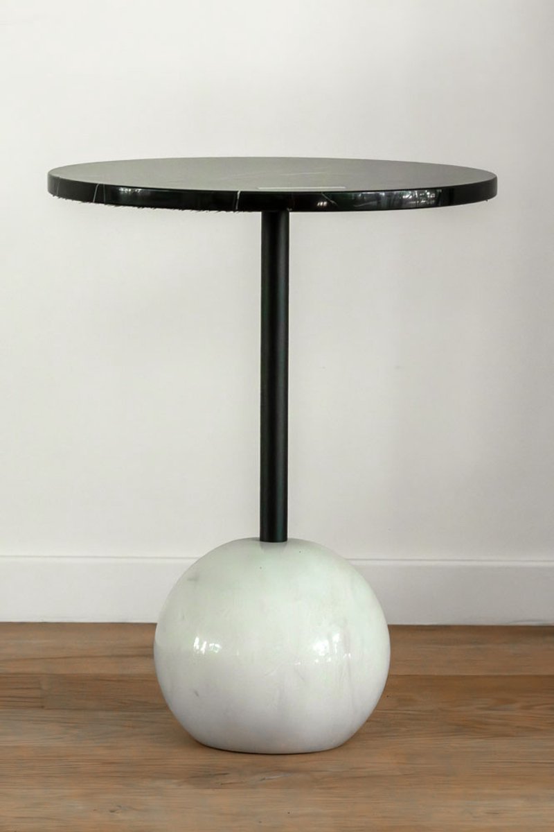 VLHOME marmer bijzettafel 40⌀ x 55H zwart - wit luxe modern stijl