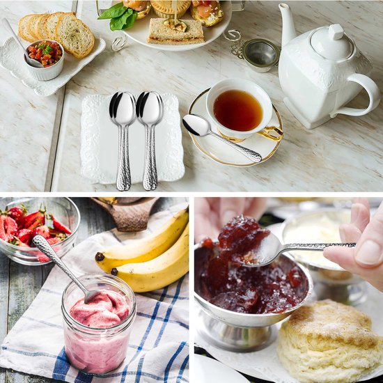 Ensemble de petites cuillères en acier inoxydable poli Inovra ® avec design martelé moderne, 12 pièces