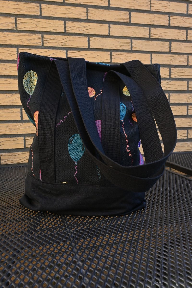 Yaro Tote Bag - Baloons Ribby Black Blue Rose Orange, boodschappentas, schoudertas