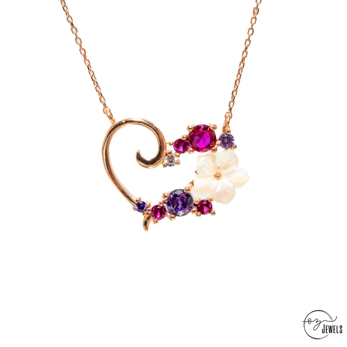 OZ Jewels – Liefdessymfonie Magnolia Ketting – Roségoud – Zilver – Dames