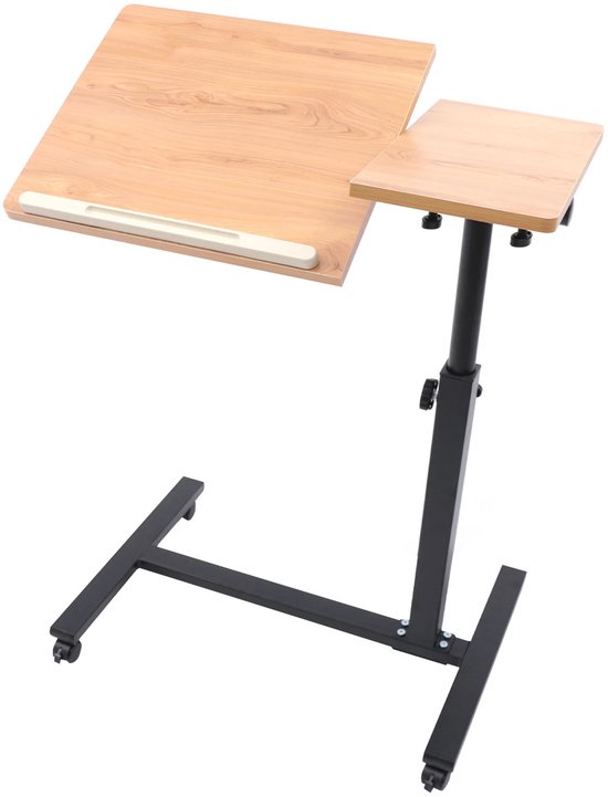 Foto: Verstelbaar laptopbureau 360 laptoptafel laptop standaard notebook standaard monitorstandaard computer houder roterend tafelblad mobiele standaard thuiskantoor dienblad rollende studeertafel computerwerkstation
