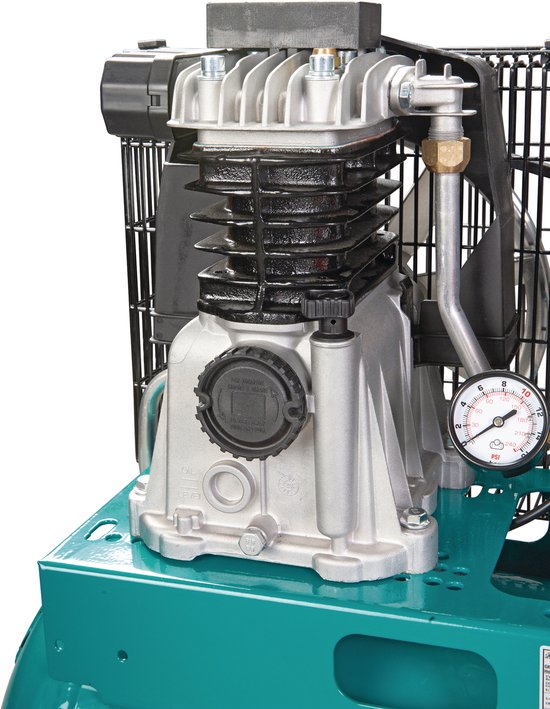 Mobiele compressor riemaandrijving met olie ketel 50 L 1,5 kW / 2 Pk 10 Bar 235 l/min 230V Aircraft — afbeelding 4