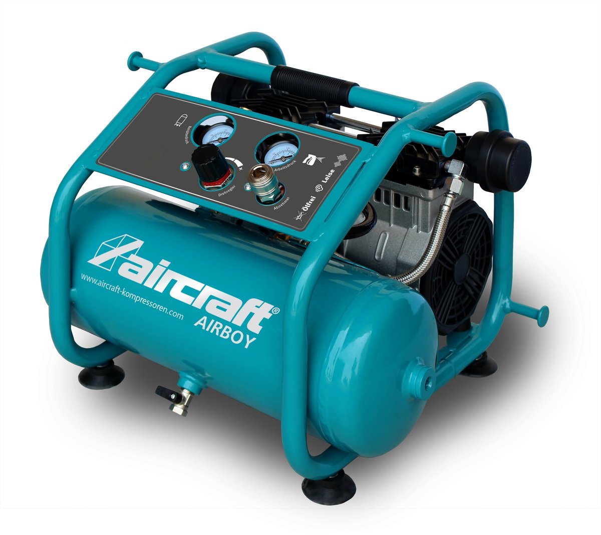 Compressor geluidsarm olievrij ketel 8 L 1,3 kW / 1,75 Pk 240 L/min 10 bar 230V Aircraft