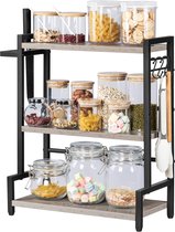 IN.HOMEXL Timpani Kruidenrek - Kruidenrek met Messenhouder - - kruidenpotjes - Bureau-organizer - Verstelbare Voeten - Voor Eetkamers, Keukens, Badkamers, 43x20x11.5 cm - Grijs