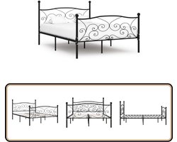 vidaXL Bedframe - Metaal - Zwart - 160x200 cm Metalen Bed Frame - Tweepersoons Bed - Zwarte Bed - Bed Voor Volwassenen - Modern Bed