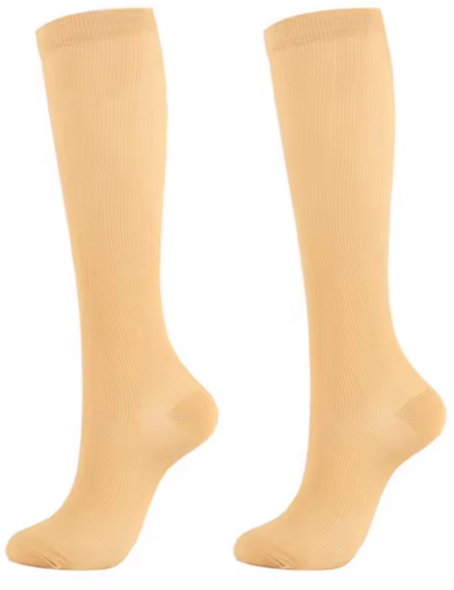 Compressiekousen - Steunkousen - Duopack - Vrouw - Crème - Maat S/M