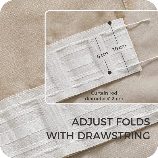 Rideaux - Rideaux - 160X140 - Beige - 2 pièces