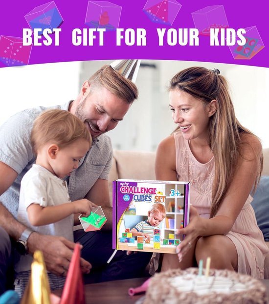 ophy - 16 Puzzelspellen met 16 Paarse Zak - Puzzelkubussen | Puzzelspellen met Verschillende Niveaus | Verjaardagscadeaus voor Jongens en Meisjes | Kinder Pinata Vulling