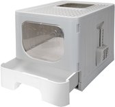 Nobleza Kattenbak met lade - Opvouwbare - Incl. Kattenbakschep - Gesloten Kattenbak - Kattentoilet - 48x38x38 cm - Grijs