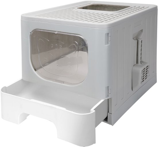 Nobleza Kattenbak met lade - Incl. Kattenbakschep - Gesloten Kattenbak - Kattentoilet - 48x38x38 cm - Grijs