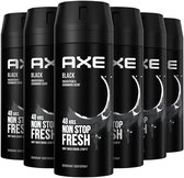 Axe Black For Men - 6 x 150 ml - Deodorant Spray - Voordeelverpakking