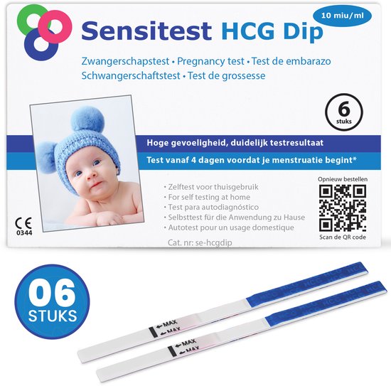 Sensitest Zwangerschapstest Dipstick Extra Vroeg 6 dagen eerder - 6 stuks - Binnen 1 dag in huis