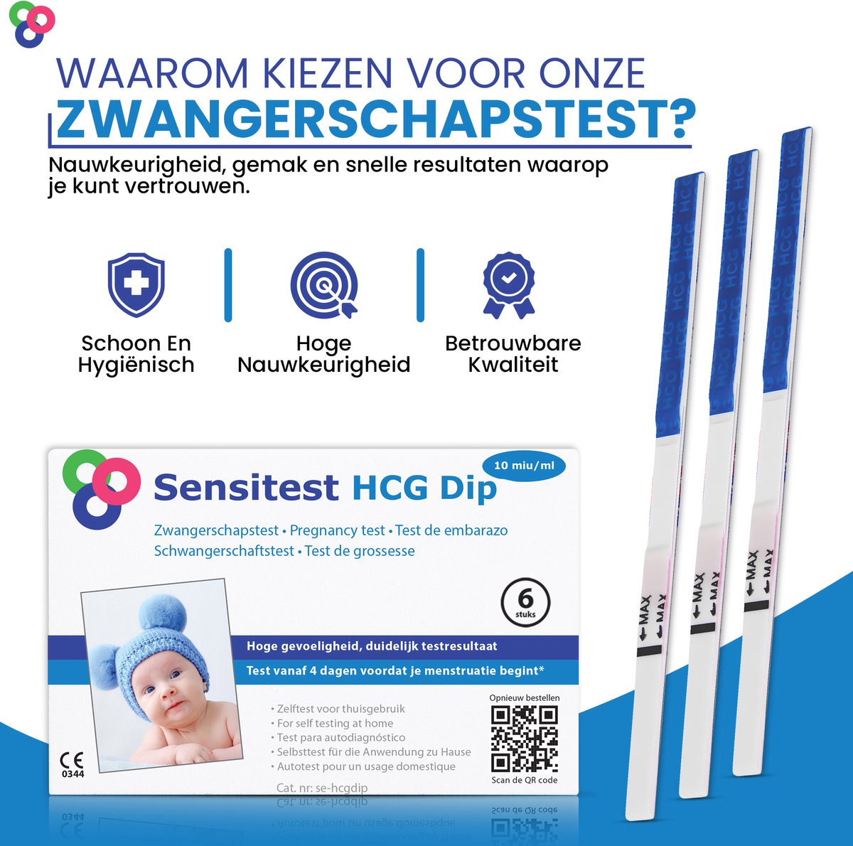 Sensitest Extra Vroege Zwangerschapstest Dipstick – 6 stuks – 10 mIU/ml – Test vanaf 6 dagen vóór menstruatie – Uitslag in 5 minuten – Inclusief handleiding & zwangerschapskalender – foto 5