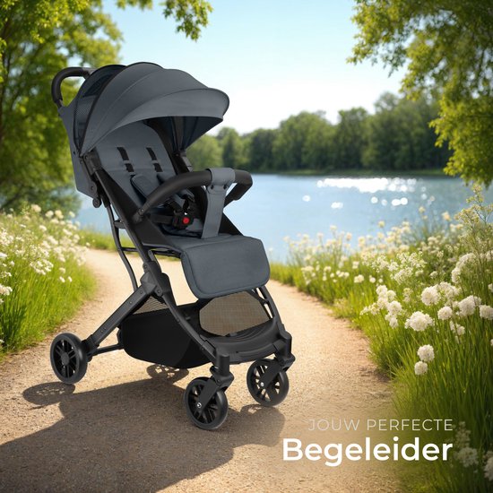 tectake® - Buggy kinderwagen Finn - Lichtgewicht plooibuggy - Inklapbaar en met opvouwbare kap - Draagkracht 15kg - Antraciet van TecTake — afbeelding 5