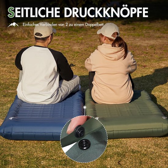 Campingmat, zelfopblazend, 10 cm dik, ultralicht, met voetpomp, 18 cm dik kussen, opblaasbaar matras, outdoor, opvouwbare slaapmat, 200 x 74 cm, voor kamperen, wandelen, reizen van Unigear — afbeelding 2