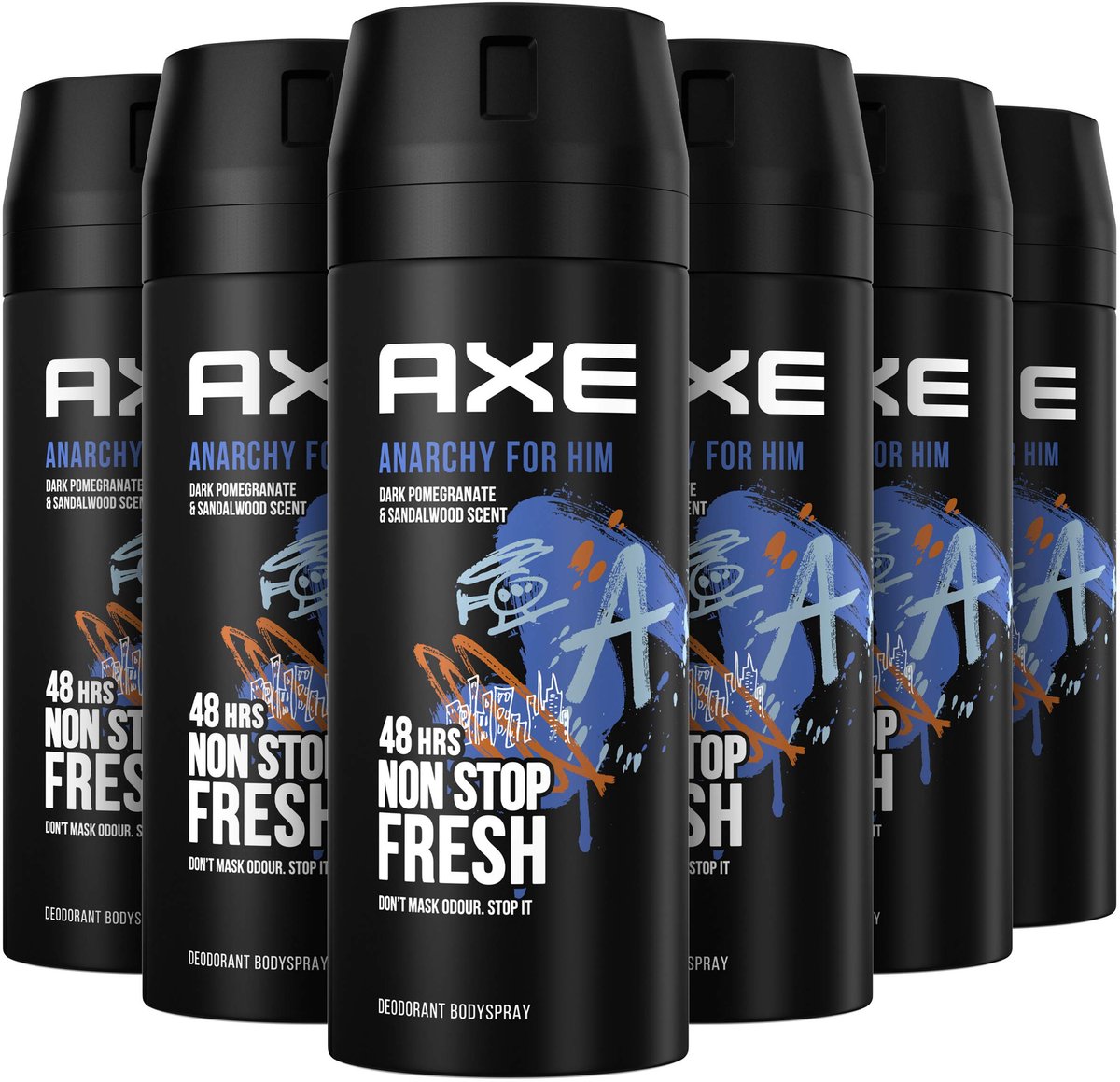 Goedkoopste Axe Anarchy Bodyspray Deodorant - 6 x 150 ml - Voordeelverpakking