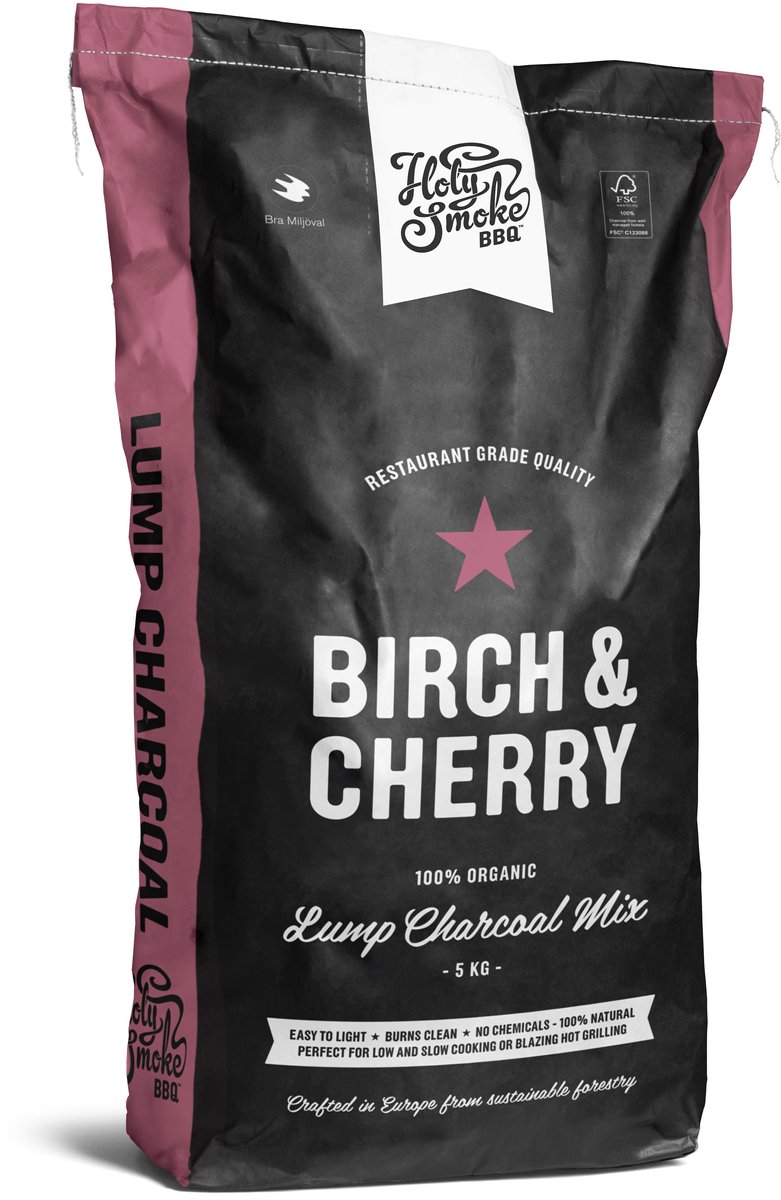 Holy Smoke BBQ - Restaurant Grade Lump Charcoal Mix Birch / Cherry - 5KG - Houtskool / noodpakket koken op de barbecue