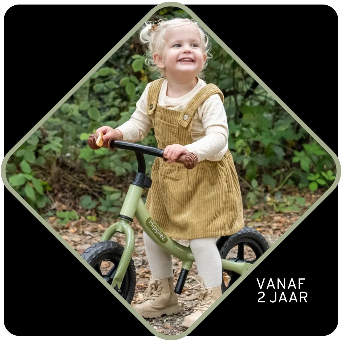 Hippiez Metalen Loopfiets Worker Old Green vanaf 2 jaar - Groene Loop Fiets - Verstelbaar Zadel en Stuur - Voor Jongens en Meisjes - Compact en Veilig - Lage Instap — afbeelding 7
