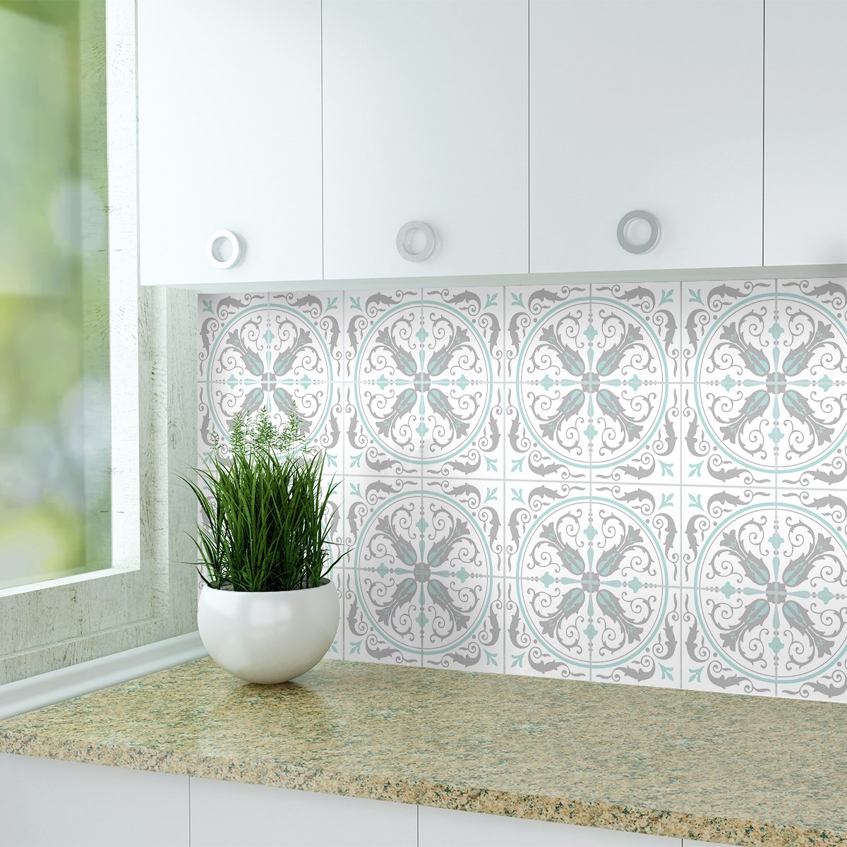 Ambiance Sticker Zelfklevende tegelmuurstickers voor keuken en badkamer - 9 AZULEJOS DENISO tegelstickers - 9 stickers 20x20cm Multi color