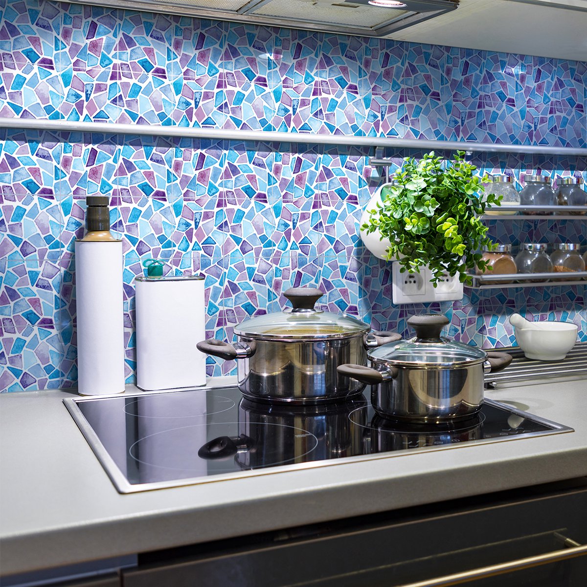 Ambiance Sticker Tegelstickers voor de muur in keuken en badkamer - 24 cementtegelstickers, terrazzo, Valentin design - 24 stickers, 10x10cm Multi color