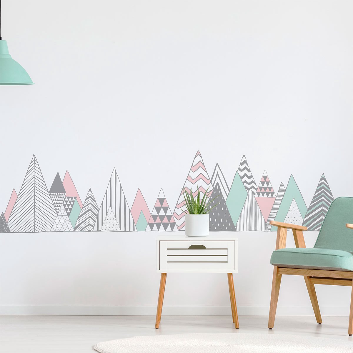 Ambiance Sticker Muurstickers - Decoratie voor slaapkamer/woonkamer - Gigantische muursticker van het Scandinavische gebergte Virunga - 120x180cm Multi color