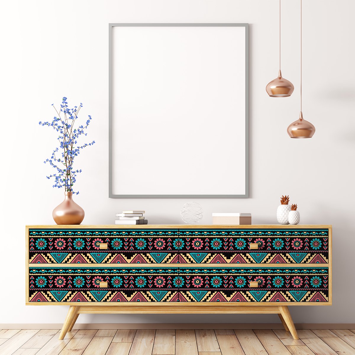 Ambiance Sticker Etnische sticker voor meubels, Sika, 40 x 60 cm Multi color
