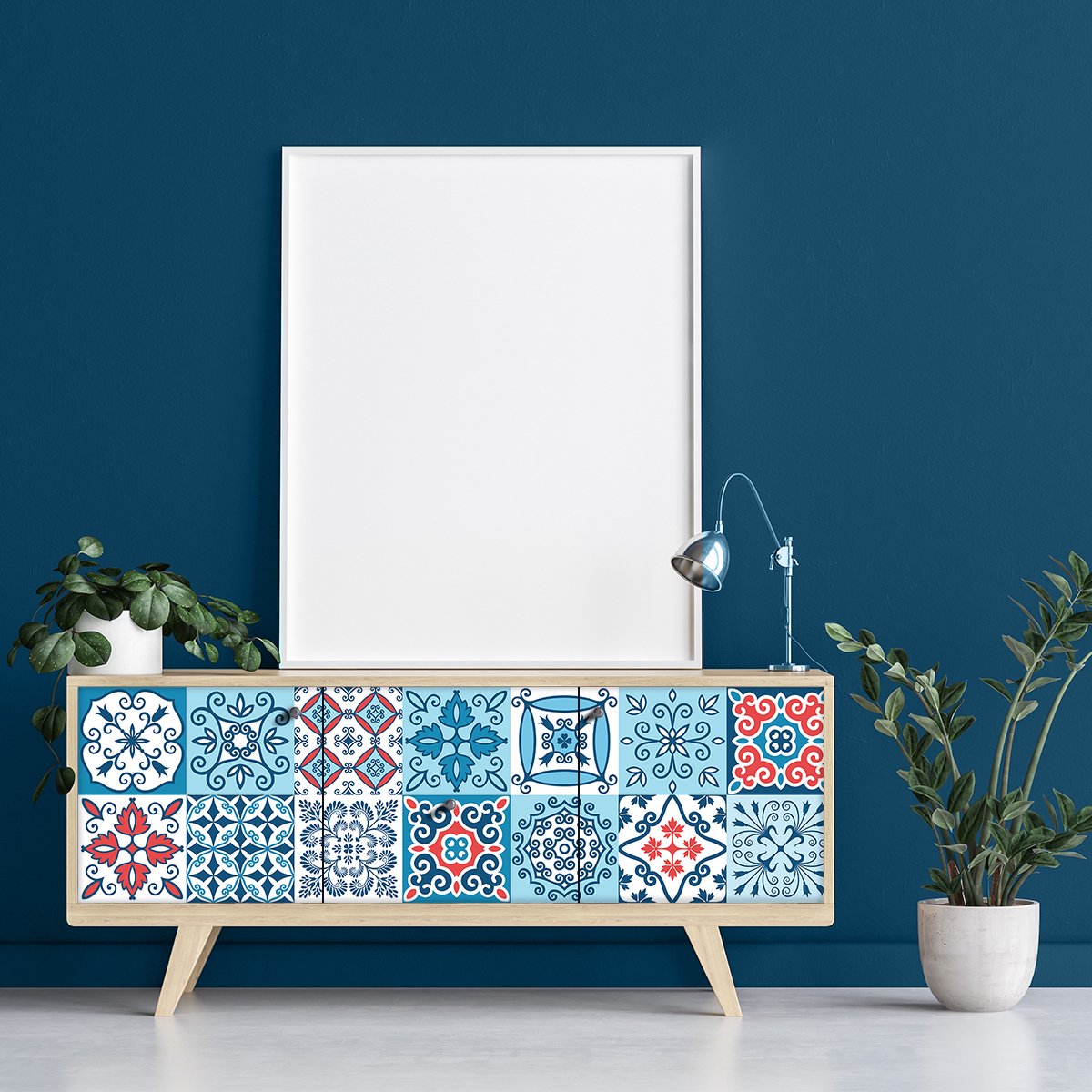 Ambiance Sticker Muurstickers - Zelfklevende tegelmuurstickers voor keuken en badkamer - 24 BAEZA meubeltegelstickers - 24 stickers 15x15cm Multi color
